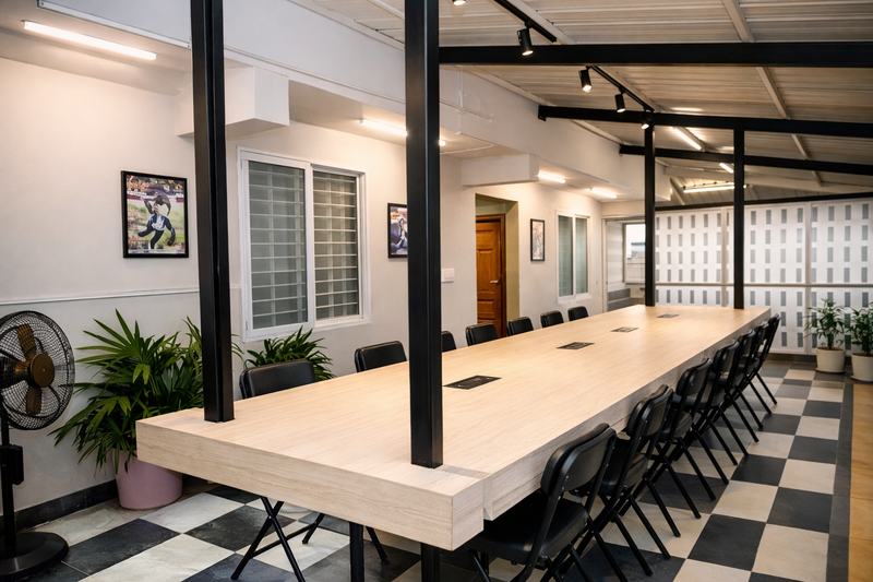The sixth-floor business centre and coworking space with city view